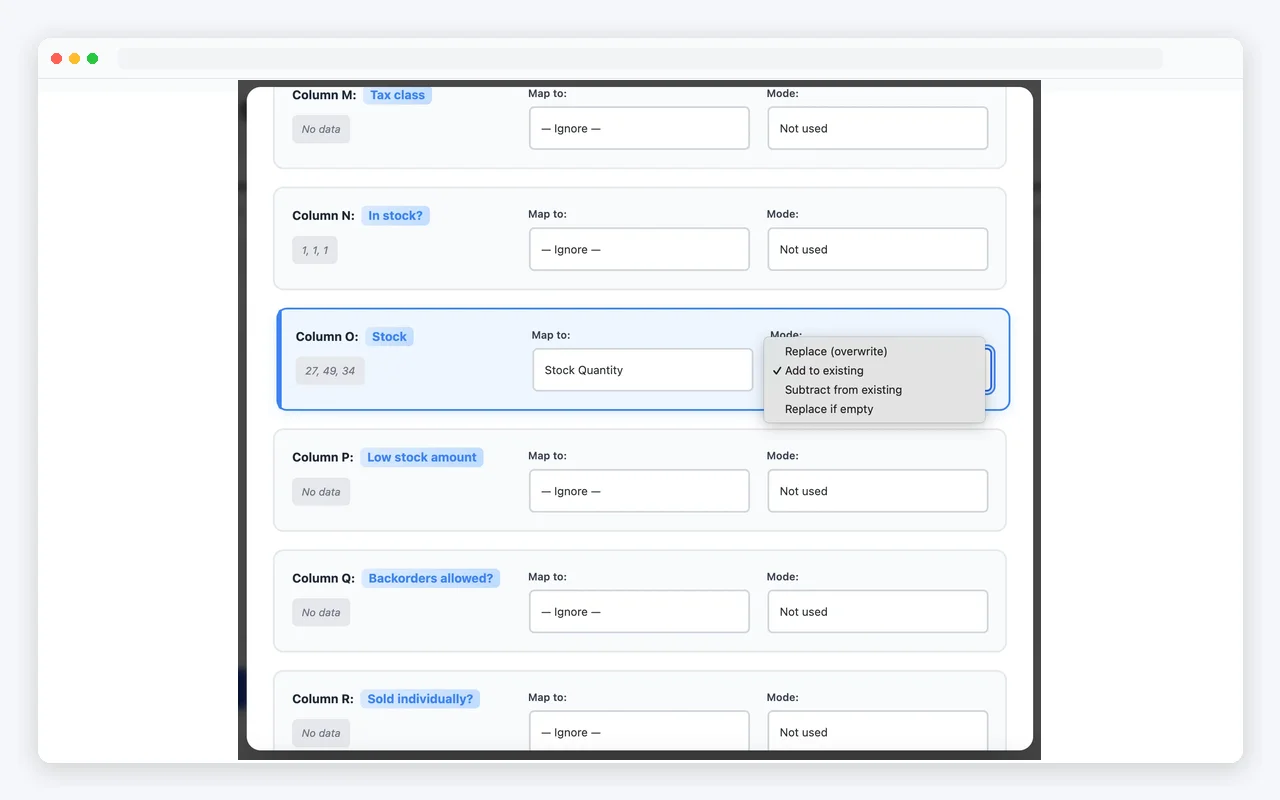 Smart Column Mapping with automatic detection