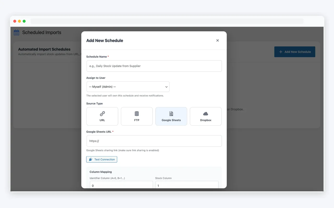 Scheduled Imports from URL, FTP, Google Sheets, Dropbox